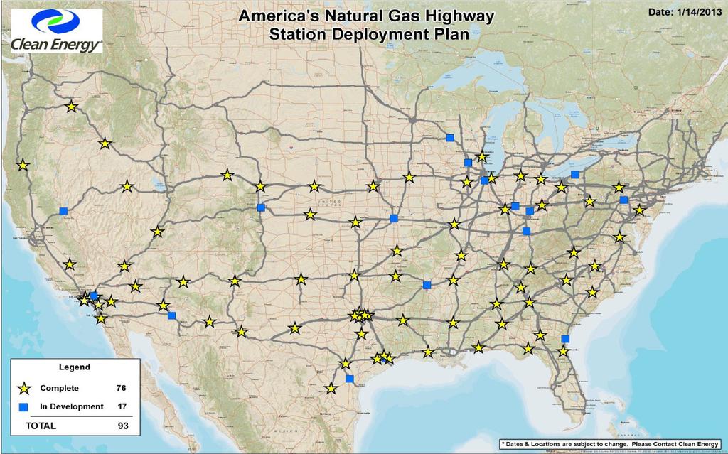 Energy Fuel 社는북미최대 LNG 충전소운영업체다. 미국전역에 273 개의충전소를가지고있고, America s Natural Gas Highway 를건설하겠다는목표로현재미국고속도로의주요거점에충전소를세우고있다.