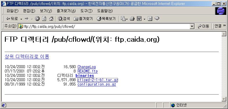 IPv6 포럼코리아기술문서 2001-006 그림 5. cflowd 프로그램다운로드페이지 그림 6. arts++ 유틸리티다운로드페이지 2.