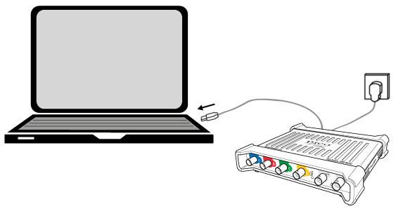 PicoScope 5000D 시리즈플렉스분해능오실로스코프사용설명서 17 4. 외부전원공급장치 (4- 채널모델만해당 ) 4 개아날로그채널중 2 개만필요한경우에는제공된 USB 케이블만으로도기기에전원을공급하기에충분합니다.