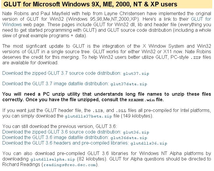 2.3 OpenGL 설치 2.3.1 OpenGL Setup 과정 1 Microsoft visual studio 6.0 이상버전을설치한다. 이미설치되어있다면 C:\..\Microsoft Visual studio\vc98\include\gl 폴더에 gl.h, glaux.h, glu.h 파일들이있는지확인한다. 2 glut 라이브러리를 http://www.