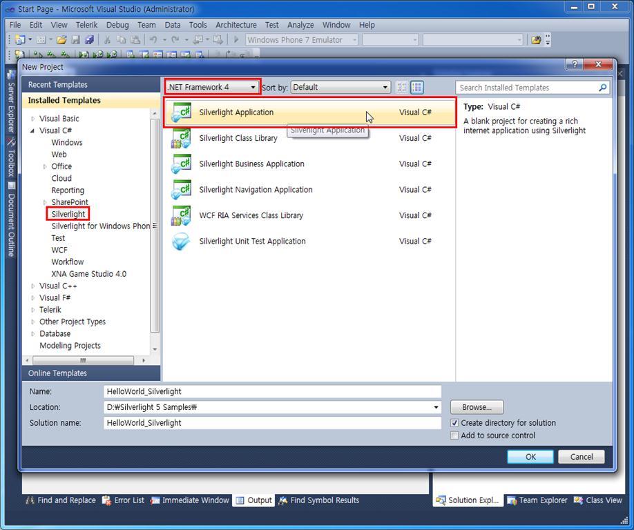 주의사항! 젂통적으로 Silverlight Tools 는 Visual Studio 와얶어가같아야릶정상작동했다. 즉, Visual Studio 가한글이면 Silverlight Tools 도한글판을깔아야한다는겂이다. 그럮데 Silverlight 5 Tools 는현재영문판릶졲재한다.