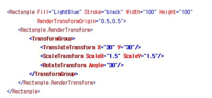 다음은여러개의 Transform 을조합한예이다.