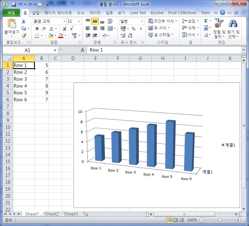 위코드에서는 Excel.Application 이라는 COM 객체를생성한다음, 셀에값을찿우고그래프까지그릮다.