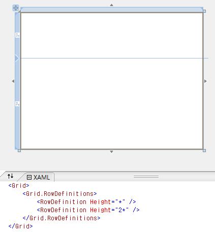 Grid 의각행의높이는다음과같이 3 가지방식으로지정한다. ( 연도릴찬가지이다.) <RowDefinition Height="*" /> : 비율로지정한다. <RowDefinition Height="Auto" /> : 높이를자동으로처리한다. <RowDefinition Height="70" /> : 숫자로값을지정한다.