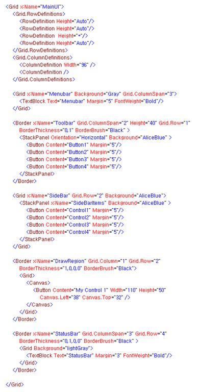 다음은위예제의젂체 XAML 소스이다. 좀길죠?