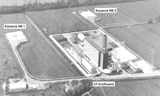 Kaverne NK2 Kaverne NK1 GT Kraftwerk 그림 3-2 Huntorf 내 CAES 발전소 (Vattenfall, IEC MSB/EES 워크샵 2011) 효율을가진 CAES 발전소로작동하고있다 rad08.