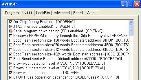 USBJTAG User Manual June 12, 2007 Page 6 of 11 주의사항 : USBJTAG 을사용하기위해서는 AVR 의퓨즈비트에서 JTAG 기능을 Enable 하여야합니다. JTAG 기능이 Disable 되어있는경우 USBJTAGICE 가동작되지않습니다.