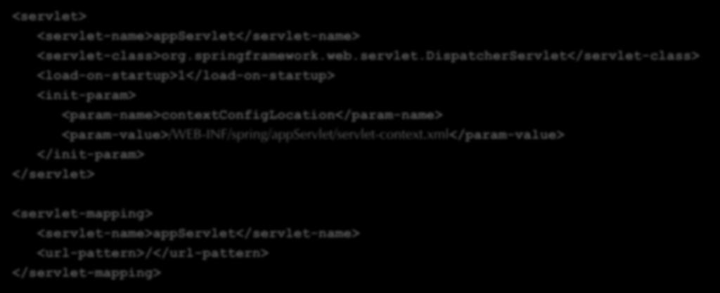 DispatcherServlet 설정 (1/3) DispatcherServlet 설정 web.xml에등록 디폴트컨텍스트설정파일 : <servlet name> servlet.