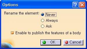 Never: 기본으로선택되어있으며, publish 되는요소들의이름을 specification tree 에서변경할수없다. 2.