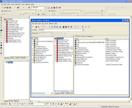 ArcCatalog이새로운 창에서실행됨 혹은, 시작>