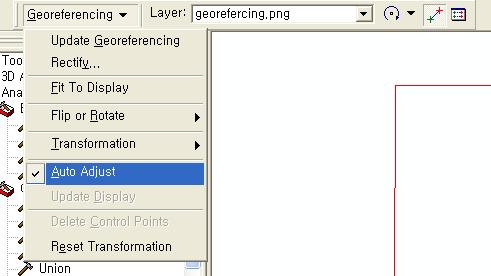 Georeferencing toolbar의풀다운메뉴에서 Auto