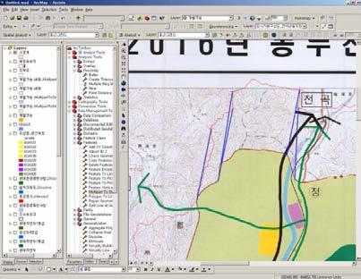 control points tool을클릭하여경계와이미지 의대응점을찍어줌