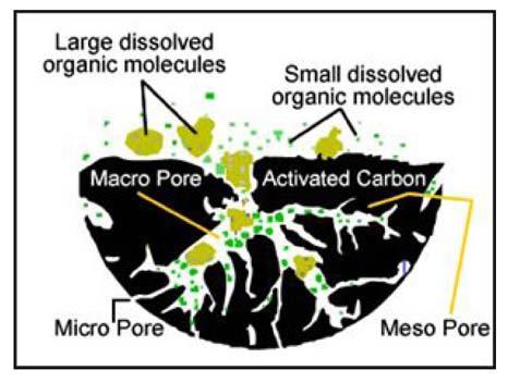 제 2 장기술의연구개발동향 [ 그림 2-14] 활성탄의 Macro, Meso, Micro Pores [ 그림 2-15] 분말활성탄의사용량에따른