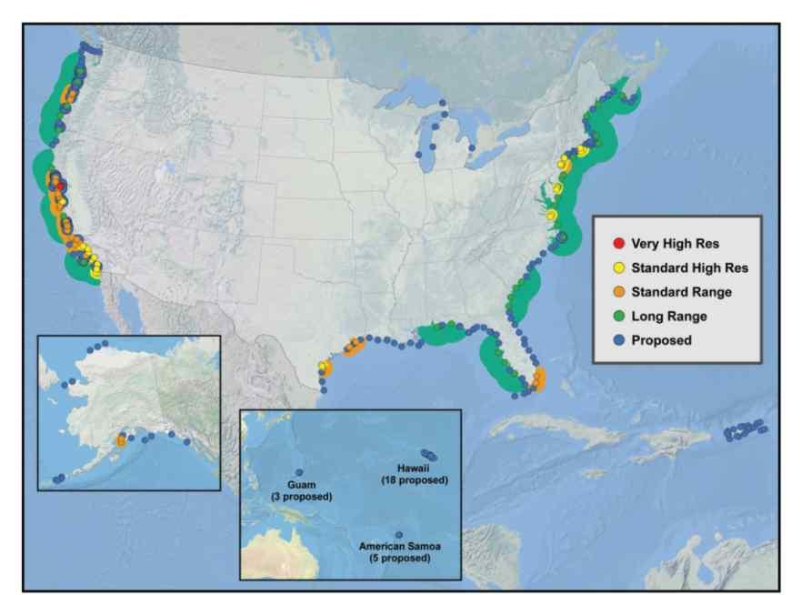 3. 국내외 HFR 운용현황 n 미국 (NOAA IOOS, National Surface Current Plan, 2009) v 현재 : 143 site 운영중 -
