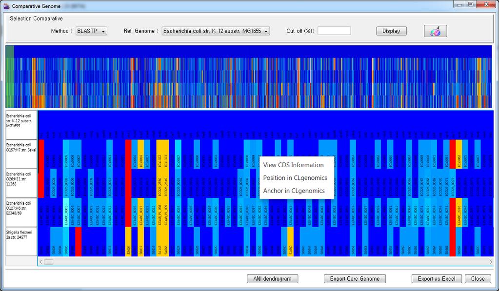 [View in CLgenomics TM ] 메뉴는해당 cell 의 feature 를 CLgenomics TM 의 Feature 패널에서보여줍니다.
