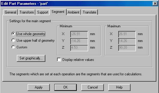 사이즈를변경하는경우, 옛블록과새로운블록양쪽모두가보입니다. 변경은 OK 버튼을누른후에유효하게 됩니다. Tab page 'segment' (DeskProto 라이트버전에는없습니다 ) 이파라미터 (parameter) 의사용으로가공범위를선택할수가있어도형의이가공범위가처리됩니다.
