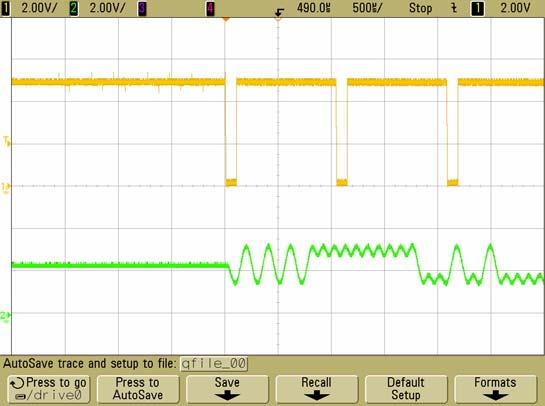 7. GMSK 변조파형 GMSK 변조는송신데이터 (RxD Pin) 를송신기에 FM 변조를위한 Audio 신호를생성시켜주는부분으로거의사인파와유사한신호를생성하여 FM 변조가됨으로협대역으로 FSK 모뎀보다고속의데이터를전송이가능하며, GMSK 모뎀이 FSK 모뎀보다노이즈에강하고데이터의전송률이높다.
