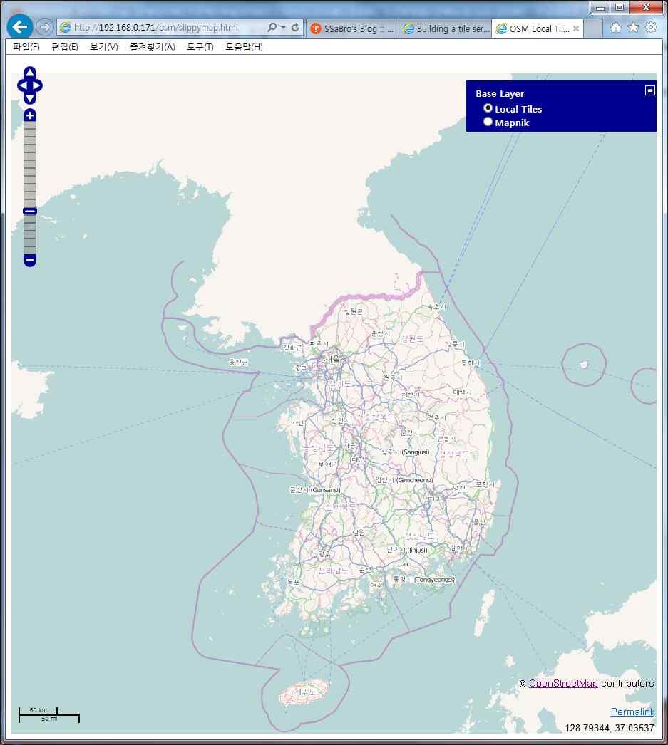 1 Install map server and Import map data - refer to https://switch2osm.org/serving-tiles/building-a-tile-server-from-packages - download http://download.geofabrik.de/asia/south-korea-latest.osm.pbf install application language - install oracle-java7-installer(java version 1.