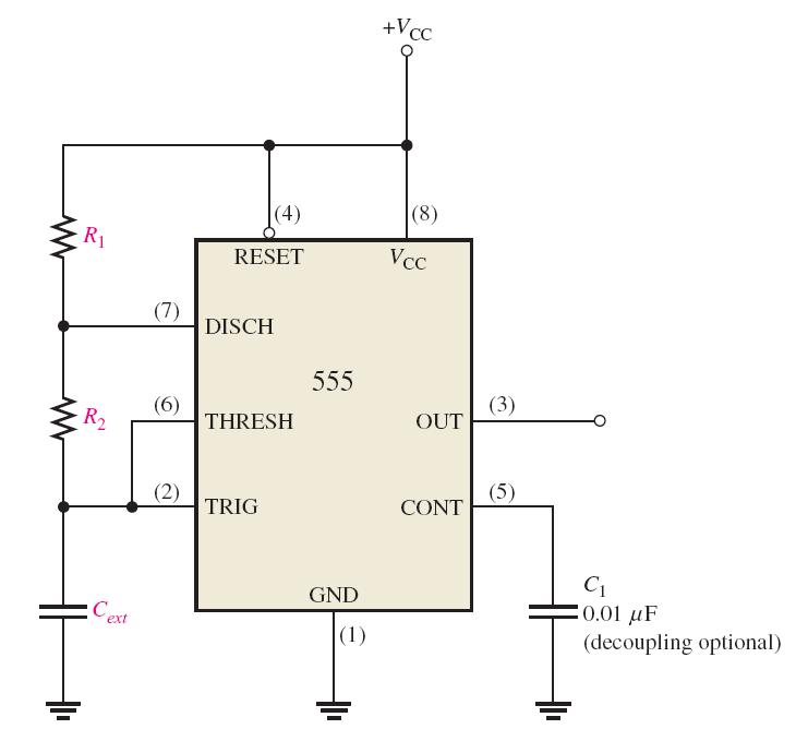 555 Timers as an Oscillator 비안정동작 : 자주발진 (free-running) 비정현파발진기 ( 비안정멀티바이브레이터 ) 로서비안정 (astable)
