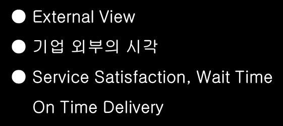 External View 기업외부의시각 Service Satisfaction, Wait Time On Time Delivery LRG/GROWTH Future