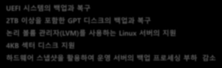 그외향상된기술지원 백업계획내보내기와불러오기 특정머신에서생성된백업계획을파일로전환하여다른머신에서사용가능 Acronis 중앙관리서버가없어도가능 볼트 ( 저장스토리지 ) 권한향상 Acronis 스토리지노드볼트당관리자와사용자를지정함