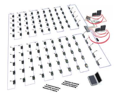 CAT 5 bus Power wiring USB wiring CS5 IRT LARGE CONFERENCE, MANY OBSERVERS 참관인들도통역이필요합니다. CS5 IRT 1 과 IRT 2 적외선발신기가최대 7개의언어채널을 CS5 IRR7 적외선수신기에전달합니다.