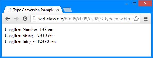 변수형변환 (type conversion) 문자열타입 숫자타입 parseint( 문자열변수 ) 혹은 parsefloat( 문자열변수 ) 함수 숫자타입 문자열타입 tostring( 숫자형변수 ) 메소드를이용 NOTE: 메소드 (Method): 객체에미리정의되어포함되어있는함수 var length = 123, length_num, length_str;