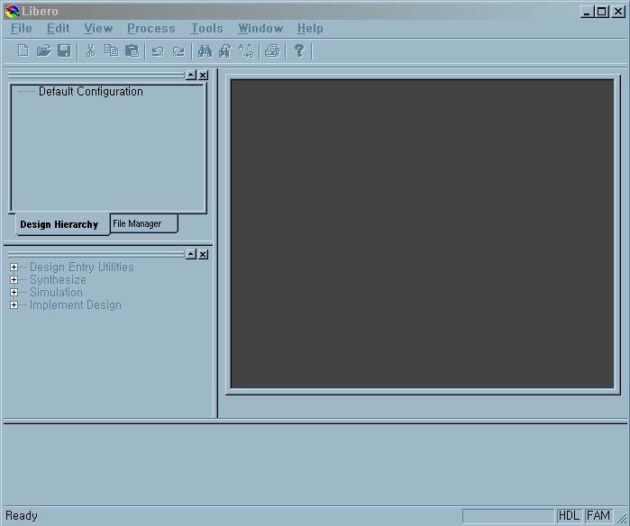 Libero Project Manager Design Explorer Window 디자인의계층구조표시 : - Design hierarchy: source design 에대한계층구조표시 - File Manager : design 의구성및결과 file 관리창 HDL Editor Window Verilog 와