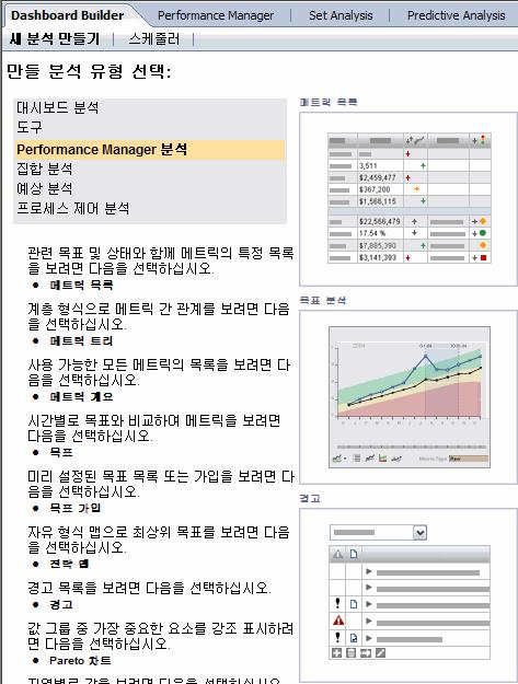 옵션목록이나타납니다. 2. 분석을선택합니다. InfoView 에서분석만들기페이지가열립니다.