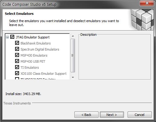 [ 그림 2-2] MSP430 컴파일러와지원소프트웨어종합툴인 MSP430ware 선택 [ 그림 2-3] MSP430