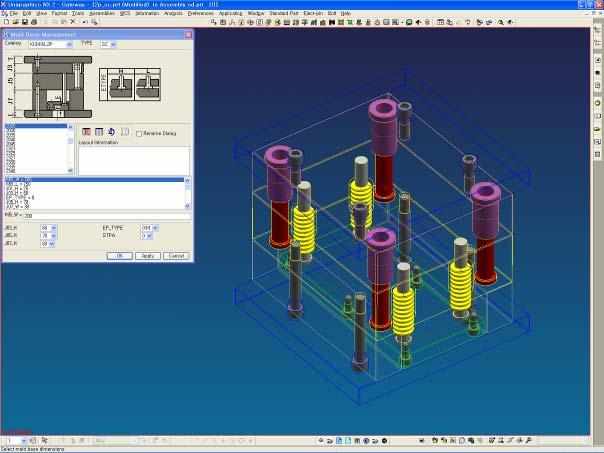 ⅡⅡ DB 구축 2. Mold Wizard DB 구축 1 Mold Base >> Process << >> 별도의부품추가가없는 Type : JIG 금형 << 1. Core 분할 2. MoldWizard 의 Moldbase 기신 Type 을기초로 Size 결정후 Loading. 3.