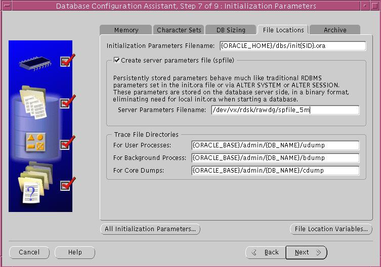 The option Create persistent initialization parameter file is selected by default.