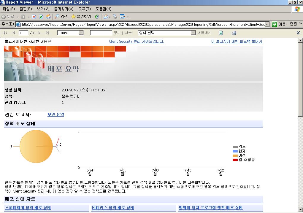 * 콘솔에서보고서를엽니다. 보고서의모든데이터를볼수있는지확인하십시오. *Client Security 에서생성한설치및구성로그를확인합니다.