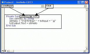 2-4 프로그램작성하기 컨트롤의구현 cmdinput 컨트롤의코드내용