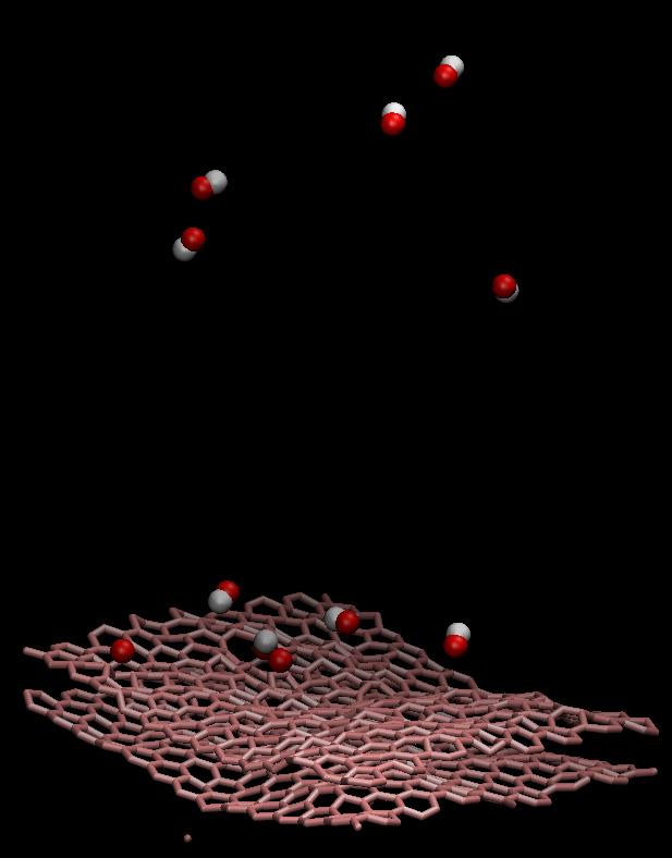 60 Ramki Murugesan 박경락 Valery I. Levitas 양희성 박재현 하동성 한국추진공학회지 5. 평형단계 Fig. 5 OH groups in simulation box at the end of addition stage. Other molecules are made invisible for convenience.