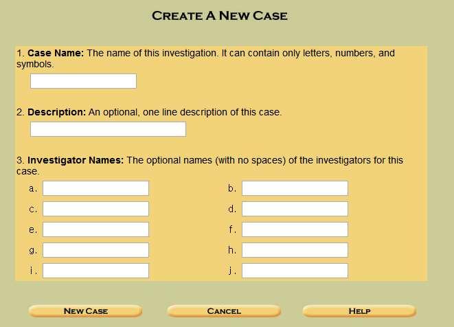 [ 새로운 Case 생성 ] autopsy 는분석을수행하려면사건 Case 를만들어야한다. 먼저메인화면의 "New Case" 을클릭하면 [ 그림 57] 과같은화면으로이동한다. [ 그림 57 - Case 생성화면 10) ] Case Name : 사건 Case 의이름을의미한다.