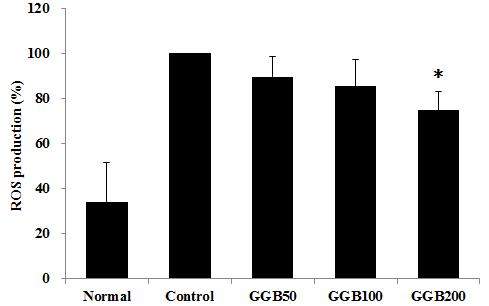안가영 조재준 신민구 전상윤 (k/o) hyperlipidemia mice. Normal : normal mouse, Control : Hyperlipidemic diet and normal saline (0.2 ml/day) treated group, GGB400 : Hyperlipidemic diet and GGB (400 mg/0.