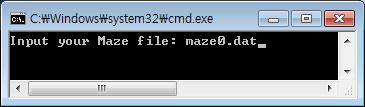 ( 실행예 ) (1) 길이있는경우 maze0.dat 프로그램을실행하면아래와같이미로맵을생성하기위해읽어야할파일명을요구한다.