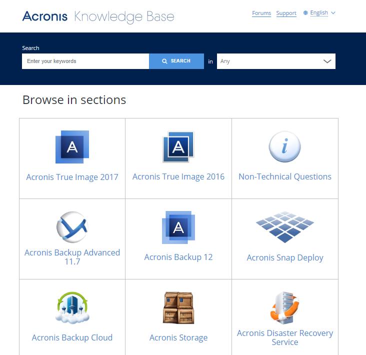 1. Acronis Support Resource Acronis Backup Knowledge Base Acronis Knowledge Base 는다음에대한정보의공식출처입니다.