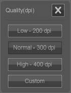 Set the output quality Set quality when scanning to file You apply quality settings to scanning (scan to file) in terms of the scan resolution measured in dots per inch (dpi). 1.