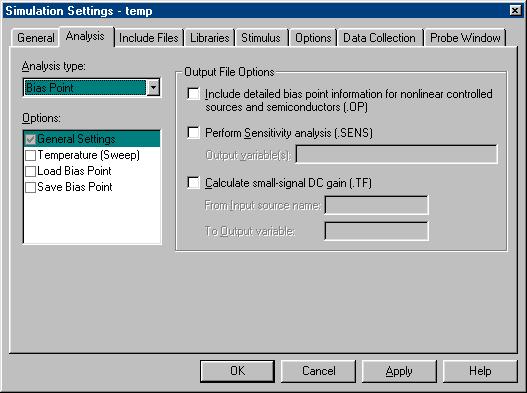 Design Tool Menu : Tool Bias Palettespoint Simulation profile Profile PSpice > New Simulation Profile or or