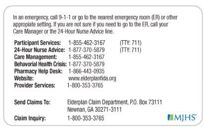 Elderplan FIDA Total Care 가입자 ID 카드 저희플랜에따라장기서비스및지원과처방약을포함한 Medicare 와 Medicaid 서비스를위해 1 개의카드가제공됩니다. 서비스나처방약을수령할때이카드를제시해야합니다.