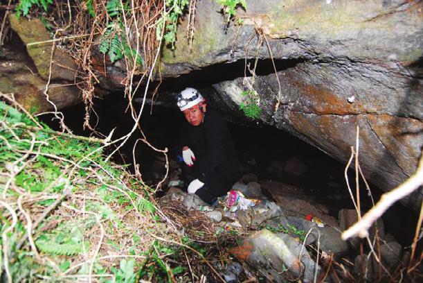 ( fi 17) 2013.4.19 5:45 PM 305 ` 305 G4-150» ` Woo, Kyung Sik 제주도 우도 지역 내 지질유산의 다양성과 가치 a 이 퇴적되어 있다. 동굴의 규모는 약 30m이다. 동터진굴 내부에서는 동물의 전신 골격 1점이 발견되었다(그림 10-b).