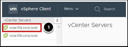 vcenter Servers 를클릭합니다. vcsa-01a.corp.
