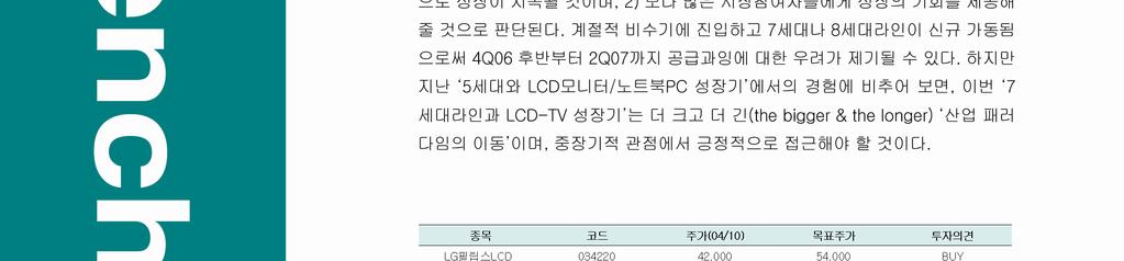 이번 산업 성장기 이동 (paradigm shift) 의 특성은 1) 4인치 이상의 초대형 LCD-TV시장을