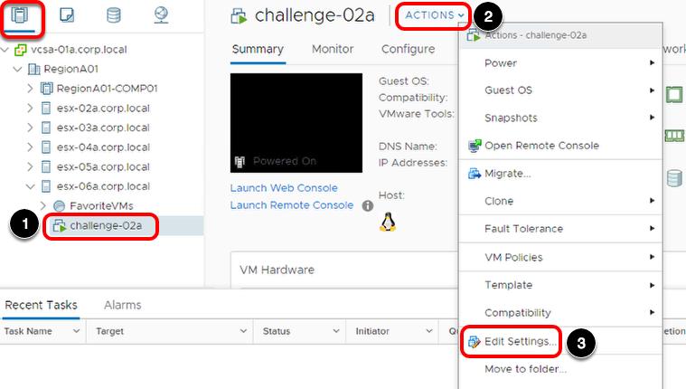 설정편집 vsphere Client 의호스트및클러스터메뉴옵션에서다음을수행합니다. 1. 'esx-06a.corp.