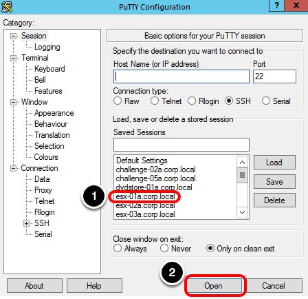 1. Windows 작업표시줄에서 PuTTY 바로가기를선택합니다. ESXi 호스트에연결 vsphere 환경의모든 ESXi 호스트는 vsphere 6.
