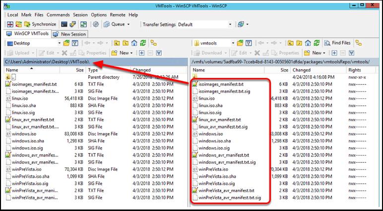 이렇게하면 ESXi 호스트에서 vsphere 클러스터의모든 ESXi 호스트간에공유되는폴더로 vmtools 파일이다운로드됩니다 ( 주콘솔가상머신은클러스터의모든 ESXi 호스트에서액세스가능 ).