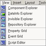 Component Explorer Board, Controls, Container Controls, Complex Controls, Drawings,, - OZ Application Designer.