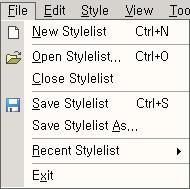 OZ Application Designer User's Guide OZ Style Editor (pull down),,,,,,. (File) [File]. New Stylelist (Ctrl+N) OZS.